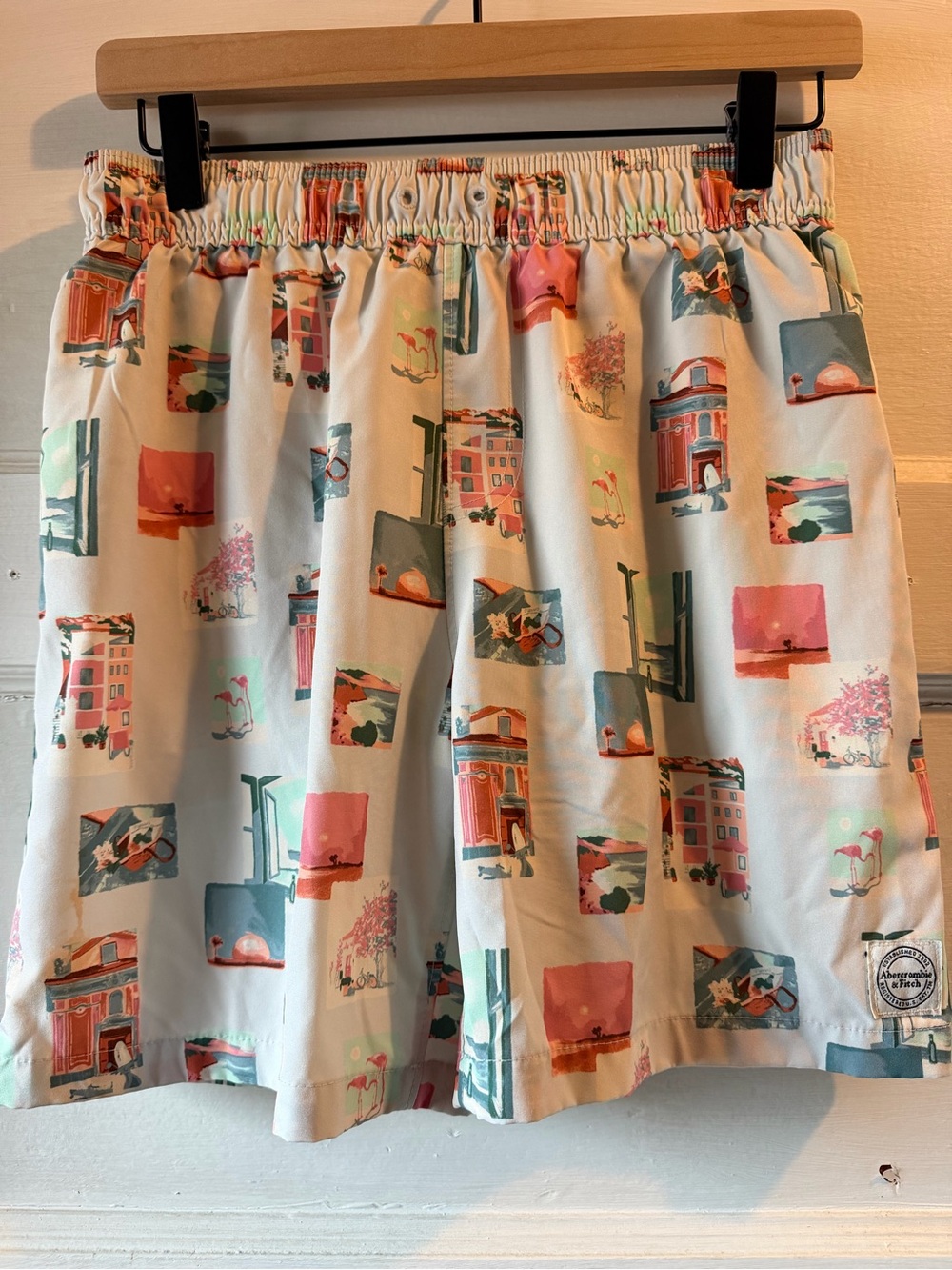 abercrombie kids Cream Skirt with Multicolor swim trunks